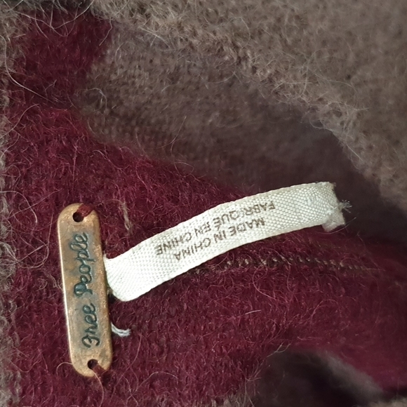 Free People Oversized Maroon Stripe Wool Tunic - Picture 2 of 5